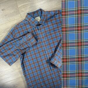 LL Bean Blue Tartan Plaid Traditional Fit Men's Large Button Down Shirt